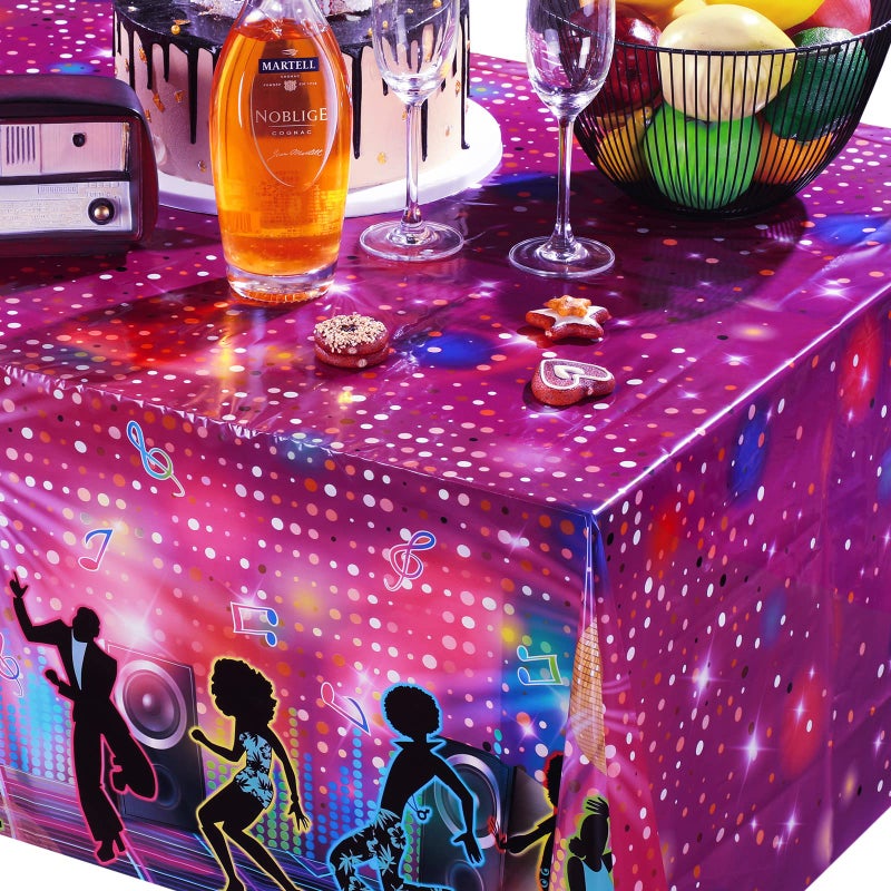 Moukeren Disco Plastic Party Tablecloth 70's Party Table Cover 70s Birthday Party Supplies The 70s Party Decoration Throwback for Dining Room Kitchen  54 x 108 Inch (3) - Image 5